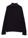 Base Purple Wool Turtle-neck Jumper In Black