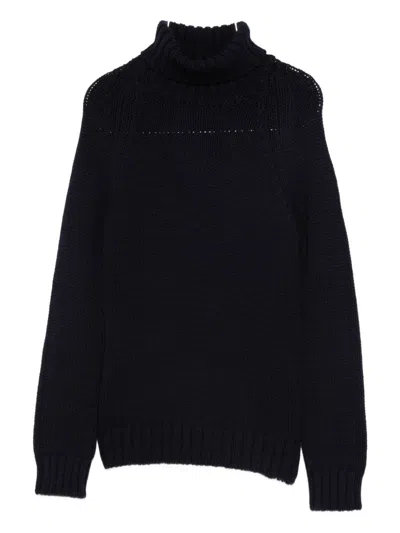 Base Wool Turtle-neck Jumper In Blue