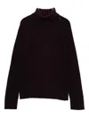 Base Turtleneck Ribbed Sweater In Red