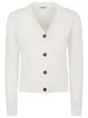 Baserange White Wool V-necked Cardigan