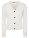 Baserange White Wool V-necked Cardigan