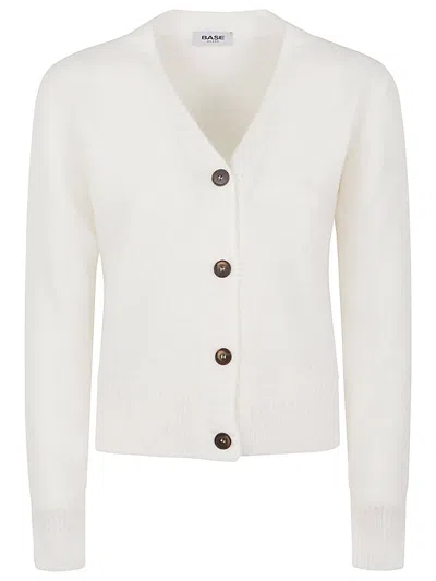 Base Wool V-necked Cardigan In White