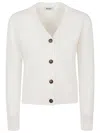 Baserange White Wool V-necked Cardigan In White