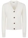 Baserange White Wool V-necked Cardigan In White