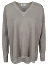 Baserange Base Wool V-necked Sweater In Grey