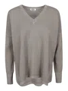 Baserange Base Wool V-necked Sweater In Grey