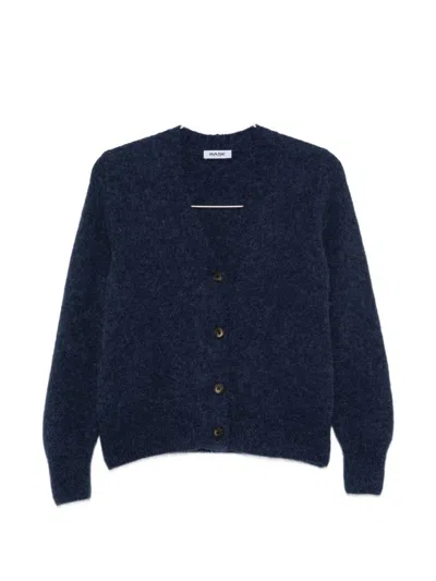 Base Wool V-necked Cardigan In Blue