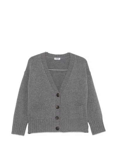 Base Wool V-necked Cardigan In Gray