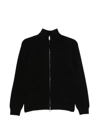 Base Wool Zipped Cardigan In Black