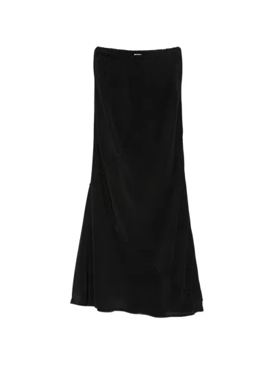 Baserange Asymmetric Panelled Midi Skirt In Black