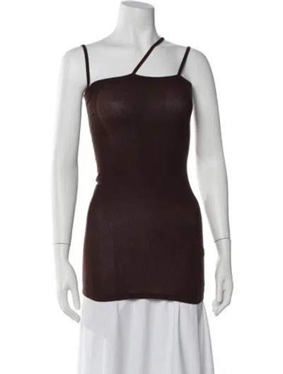 Pre-owned Baserange Asymmetrical Sleeveless Top In Brown