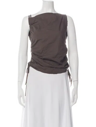 Pre-owned Baserange Asymmetrical Sleeveless Top In Brown