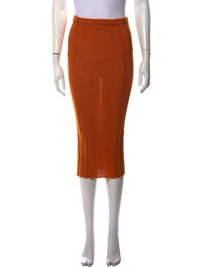 Pre-owned Baserange Baby Cashmere Midi Length Skirt In Orange