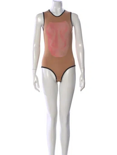 Pre-owned Baserange Bamboo Graphic Print Bodysuit In Neutral