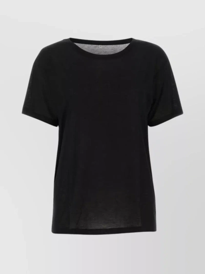 Baserange Bamboo Ribbed Crew-neck T-shirt In Black