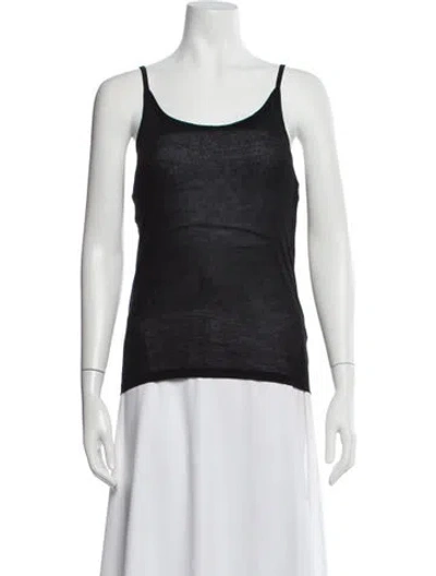 Pre-owned Baserange Bamboo Scoop Neck Top In Black