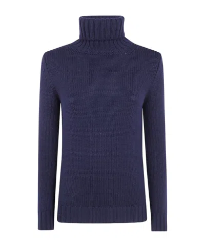 Baserange Base Ribbed Turtleneck Knitted Sweater In Blue