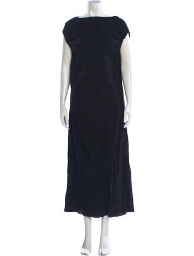 Pre-owned Baserange Bateau Neckline Long Dress In Black