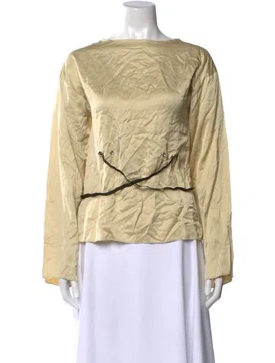 Pre-owned Baserange Bateau Neckline Long Sleeve Blouse In Neutral