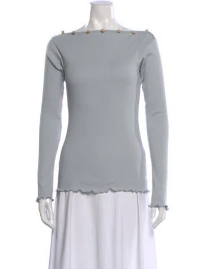 Pre-owned Baserange Bateau Neckline Long Sleeve Top In Gray