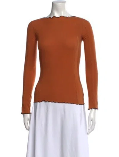 Pre-owned Baserange Bateau Neckline Long Sleeve Top In Neutral