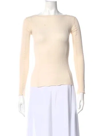 Pre-owned Baserange Bateau Neckline Long Sleeve Top In Neutral