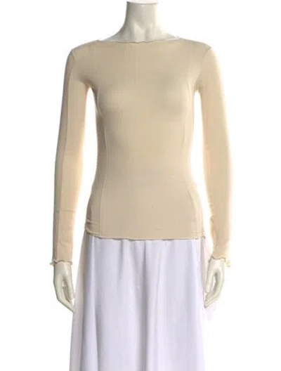 Pre-owned Baserange Bateau Neckline Long Sleeve Top In Neutral