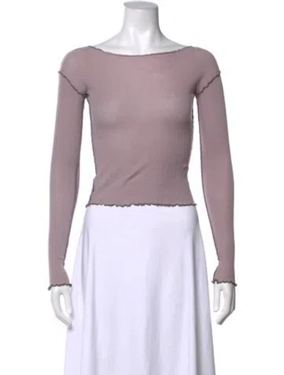 Pre-owned Baserange Bateau Neckline Long Sleeve Top In Purple