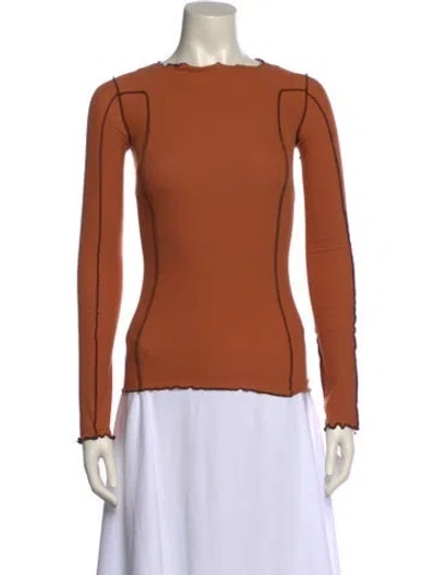 Pre-owned Baserange Bateau Neckline Long Sleeve Top W/ Tags In Neutral