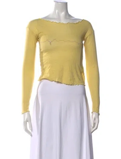 Pre-owned Baserange Bateau Neckline Long Sleeve Top In Yellow