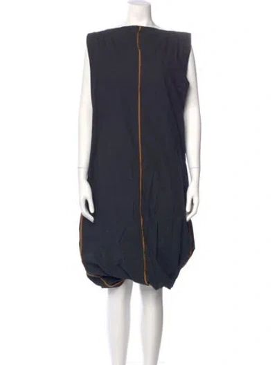 Pre-owned Baserange Bateau Neckline Midi Length Dress In Blue