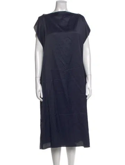 Pre-owned Baserange Bateau Neckline Midi Length Dress W/ Tags In Blue