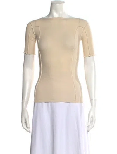 Pre-owned Baserange Bateau Neckline Short Sleeve Top W/ Tags In Neutral