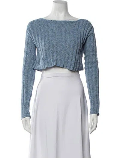 Pre-owned Baserange Bateau Neckline Sweater In Blue/white
