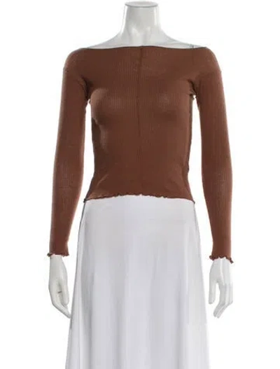 Pre-owned Baserange Bateau Neckline Sweater In Brown