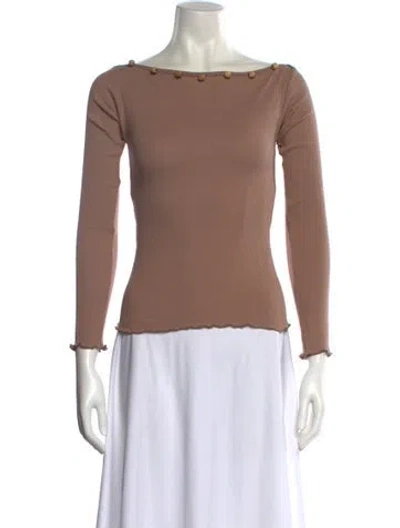 Pre-owned Baserange Bateau Neckline Three-quarter Sleeve Top In Neutral