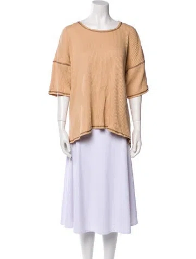 Pre-owned Baserange Bateau Neckline Three-quarter Sleeve Tunic In Neutral