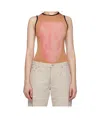 Baserange Beige Alloy Bodysuit In Pink