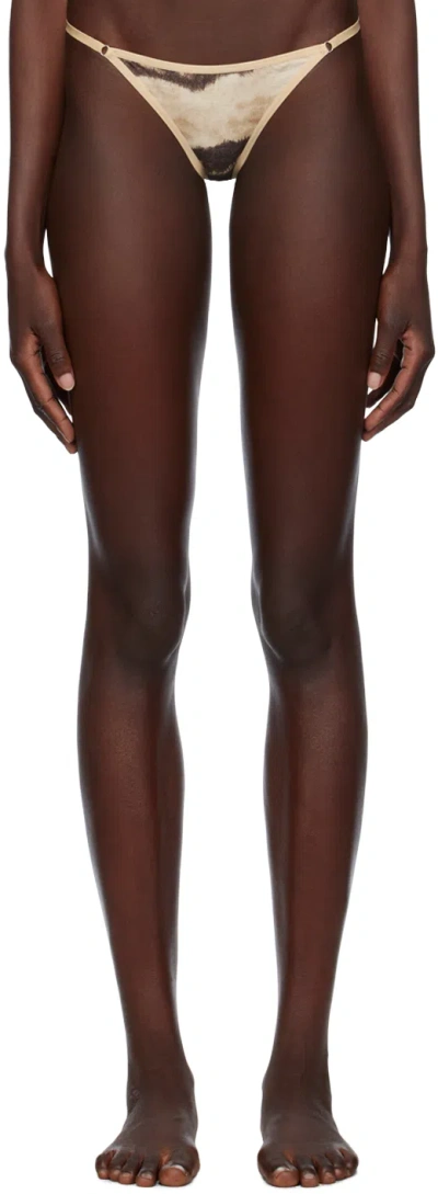 Baserange Beige & Brown Ligo Briefs In Tiger Print