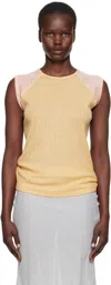 Baserange Beige & Pink Gene Tank Top In Hen Yellow/buio Pink
