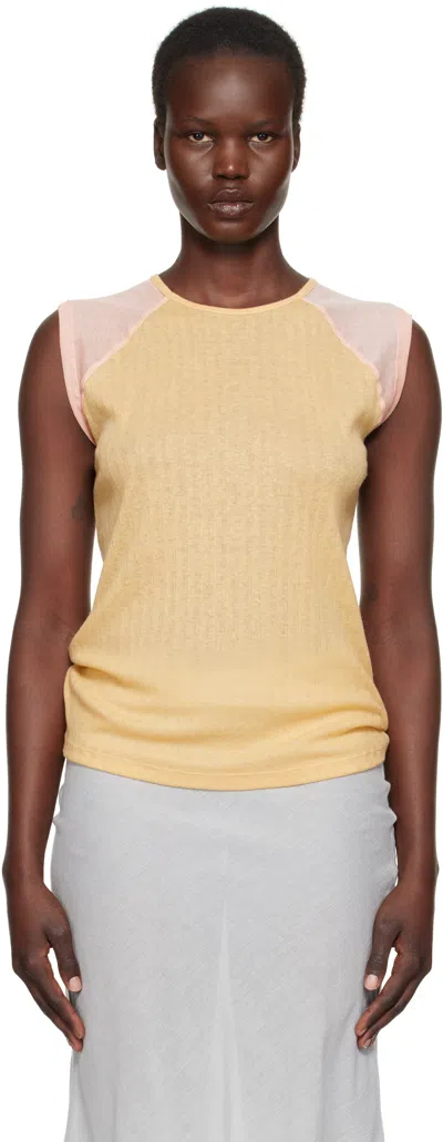 Baserange Beige & Pink Gene Tank Top In Hen Yellow/buio Pink