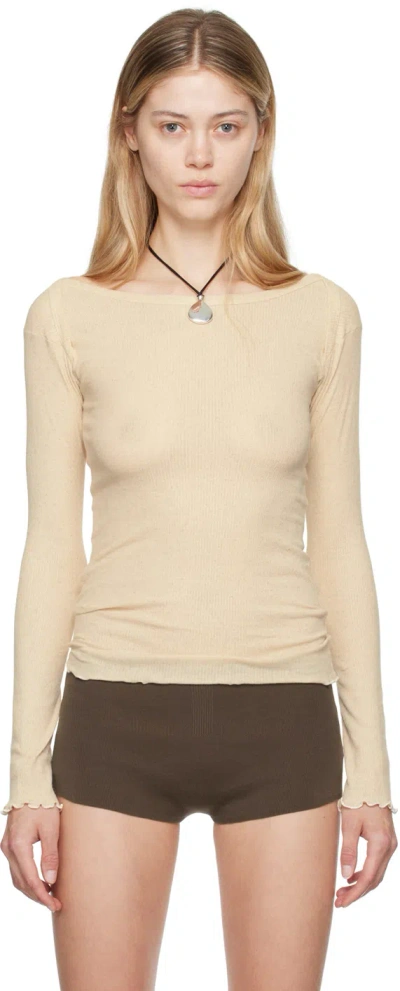 Baserange Beige Disc Long Sleeve T-shirt In Undyed