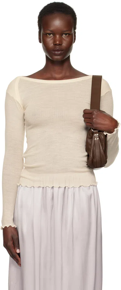 Baserange Beige Disc Long Sleeve T-shirt In Undyed