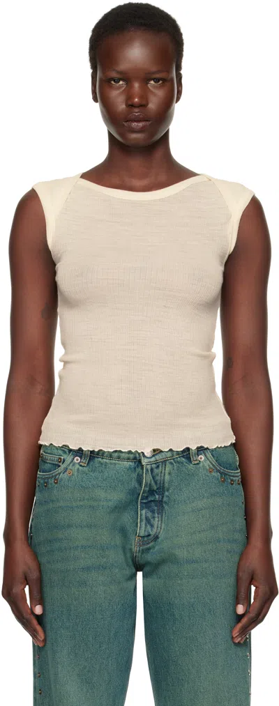 Baserange Beige Disc Tank Top In Undyed