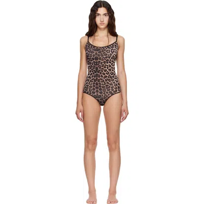 Baserange Beige Emily Bodysuit In Leopard