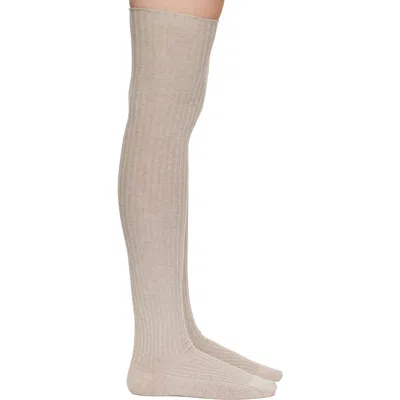 Baserange Beige Organic Cotton Rib Overknee Socks In Neutral