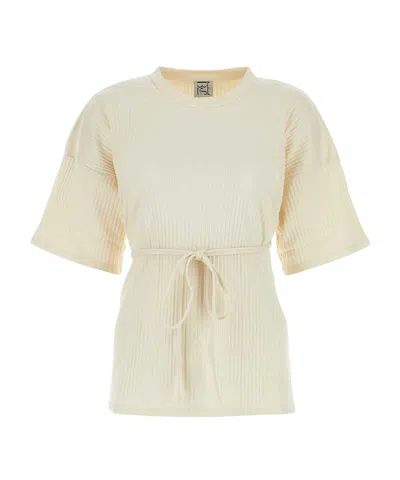 Baserange Belted Organic Cotton T-shirt In Beige