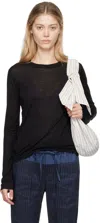 Baserange Black Bamboo Lyocell Long Sleeve T-shirt In Black