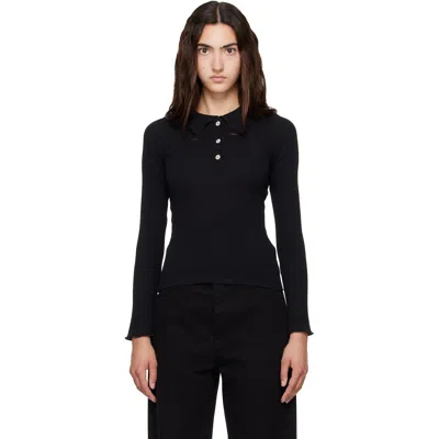 Baserange Black Dual Polo Long Sleeve Polo