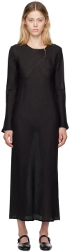 Baserange Black Dydine Long Sleeve Maxi Dress In Black